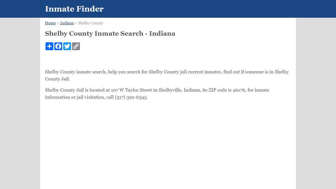 Shelby County Inmate Search - Indiana