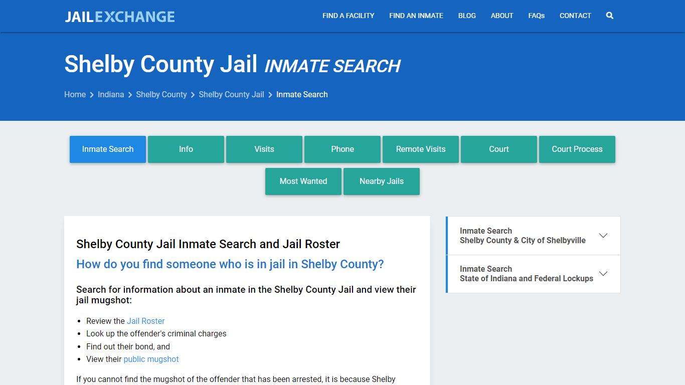 Shelby County Jail Inmate Search - Jail Exchange